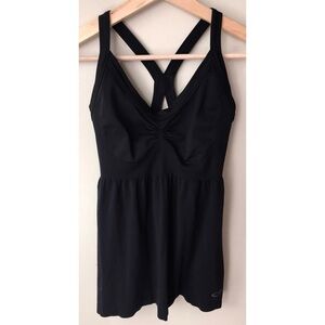 C9 Champion • S • Seamless Ruched Gathered V Neck Cross Back Black Tank Top